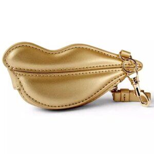 NWT Gold DVF for Target Lips Coin Pouch Purse Bag Charm Accessory